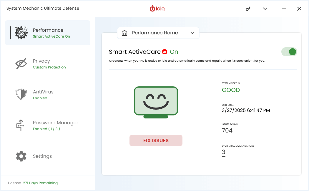 System Mechanic ActiveCare On