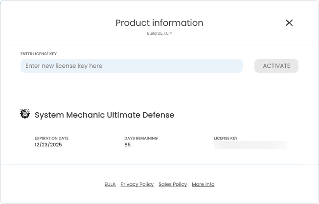 System Mechanic Build/Version