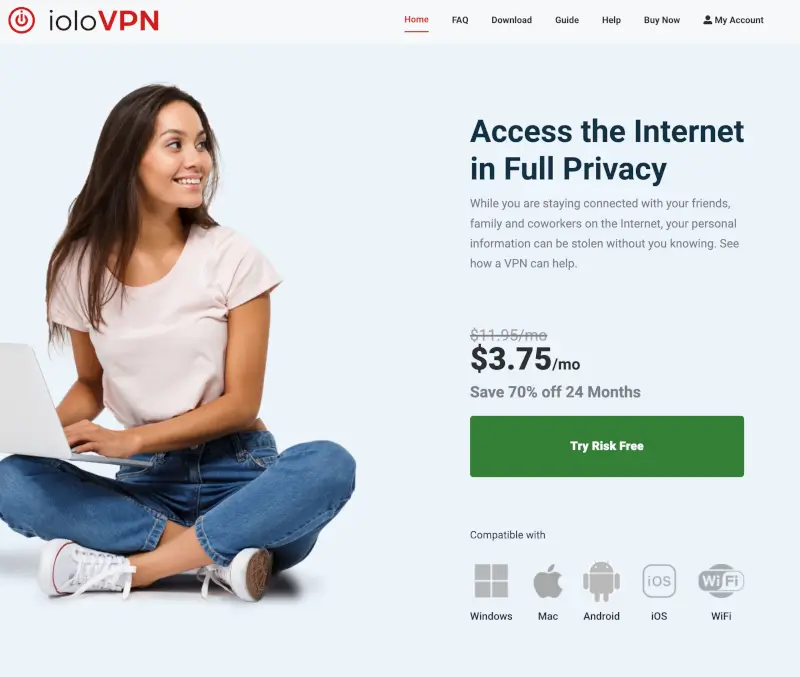 ioloVPN Website Homepage