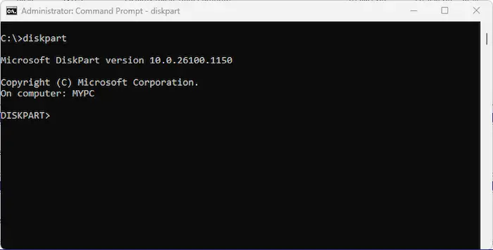 Windows Command Prompt - Diskpart Command