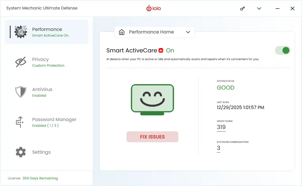 System Mechanic Smart ActiveCare