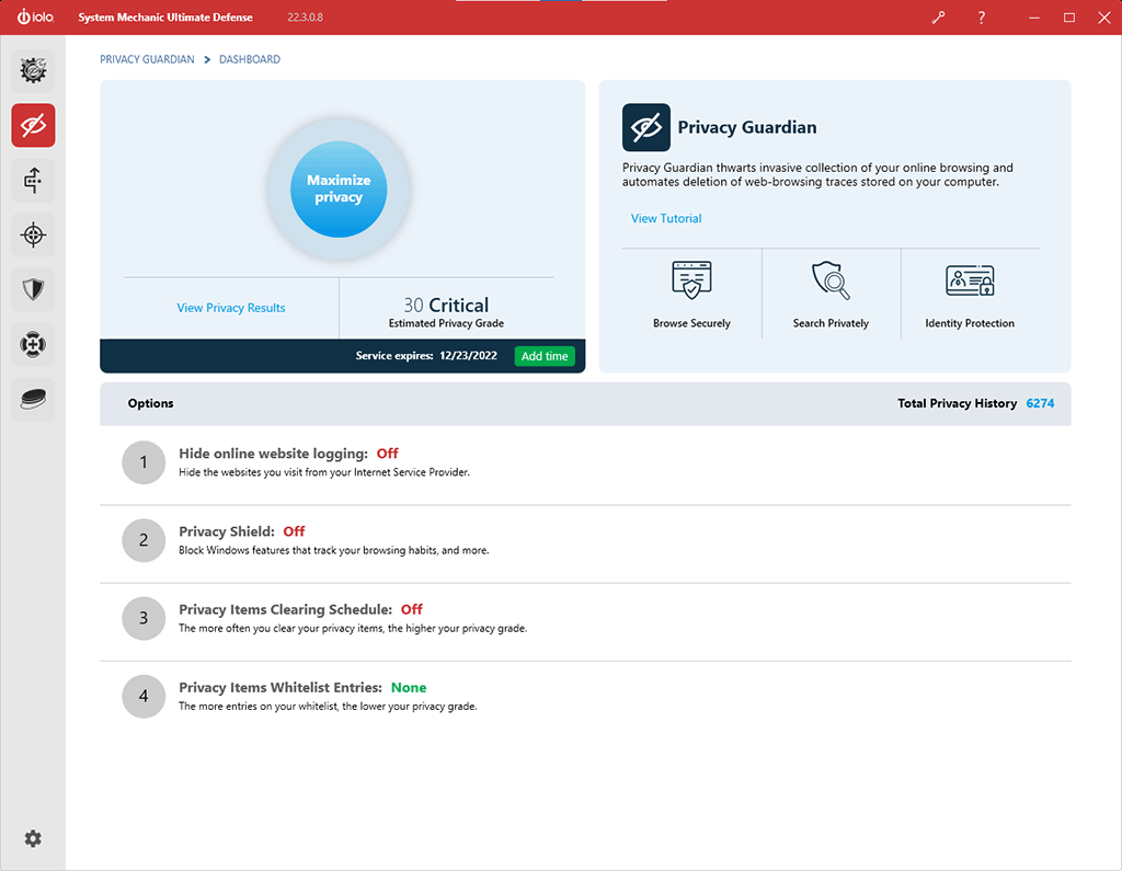 System Mechanic 22 Privacy Guardian