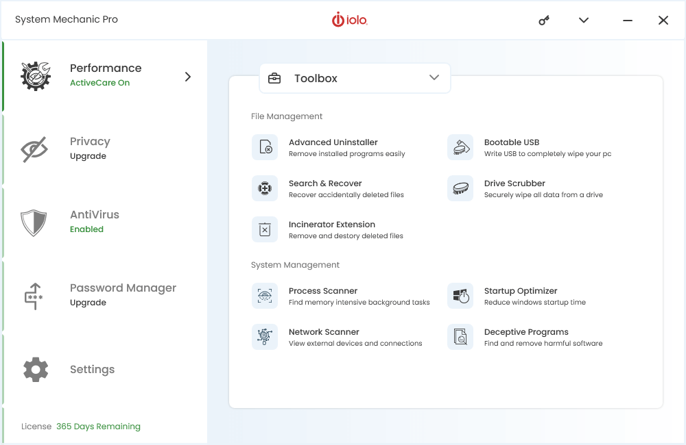 System Mechanic Pro Toolbox