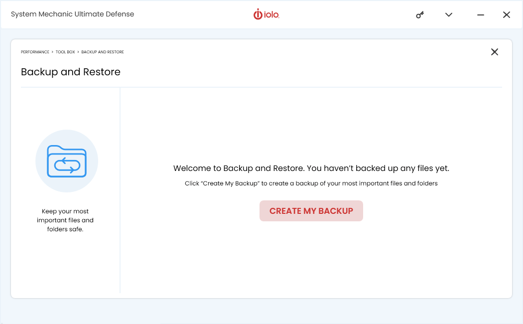 System Mechanic Ultimate Defense - Backup & Restore