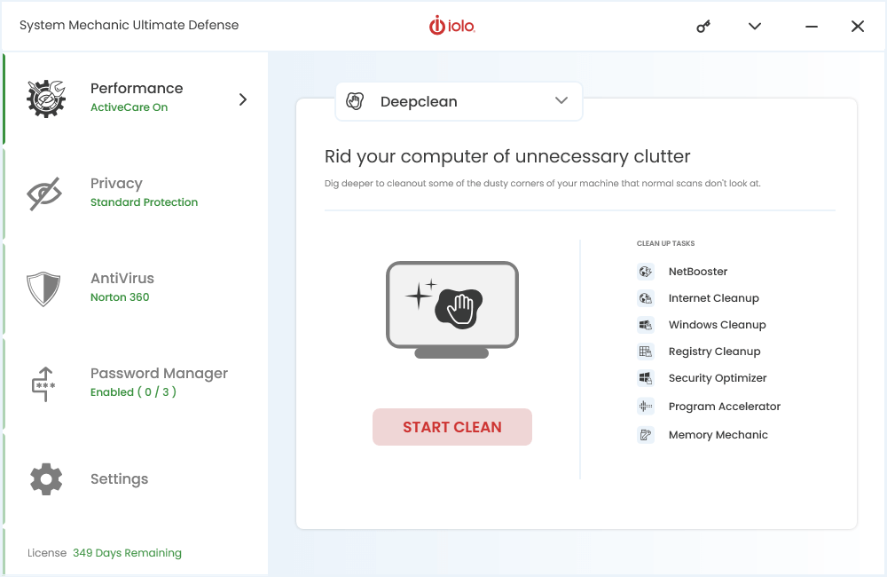 iolo System Mechanic Dashboard - Deepclean