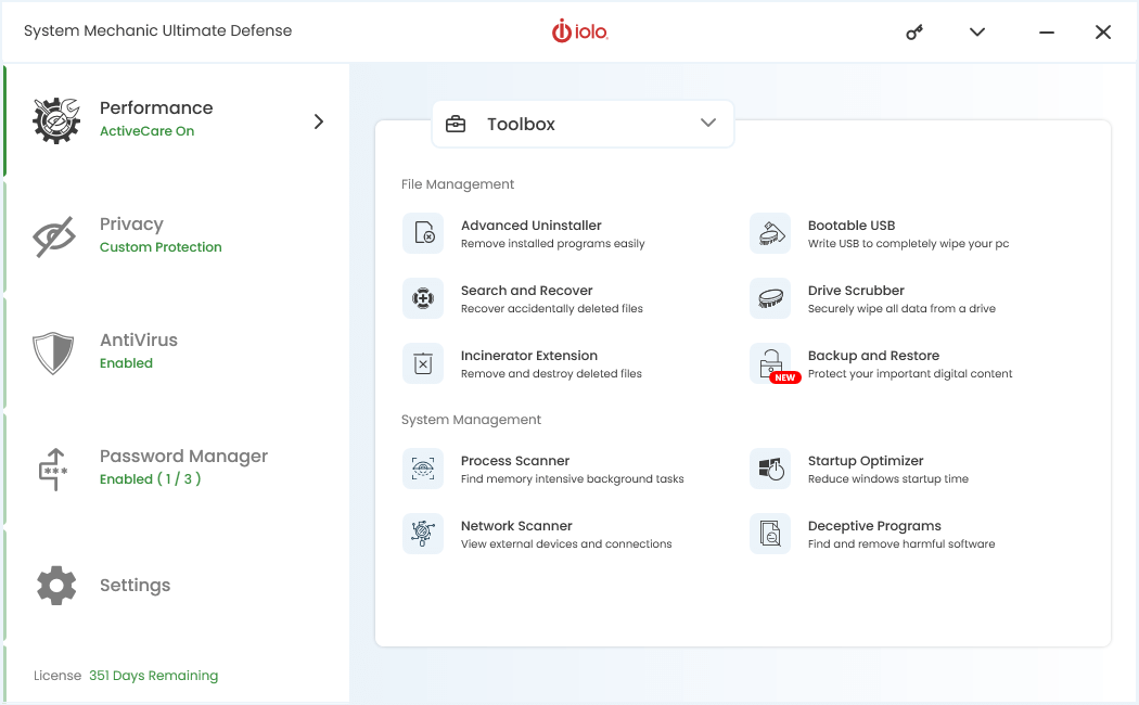 System Mechanic Toolbox